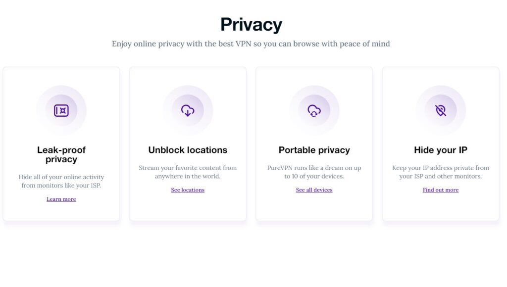 purevpn Anonymat et protection de la vie privée